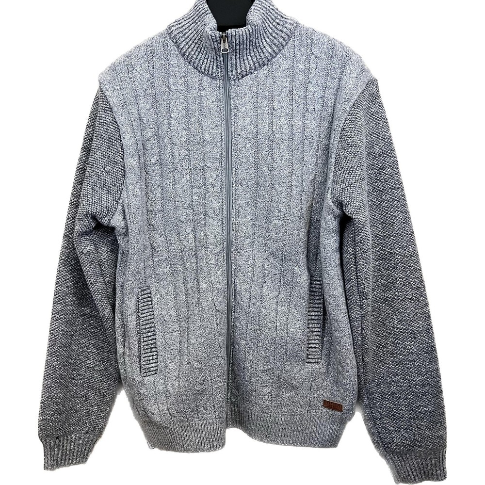 Buffalo David Bitton Walkley Grey Full Zip Sweater Sherpa Lined Men's XL NWOT